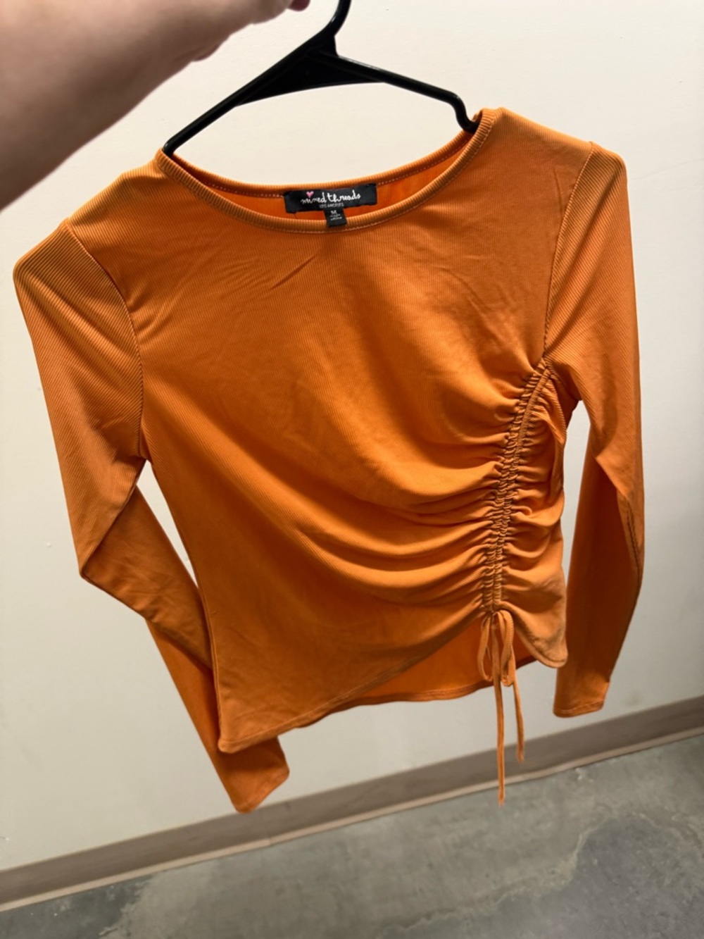 Side-Ruched Long Sleeve Top in Orange by Wild Fable